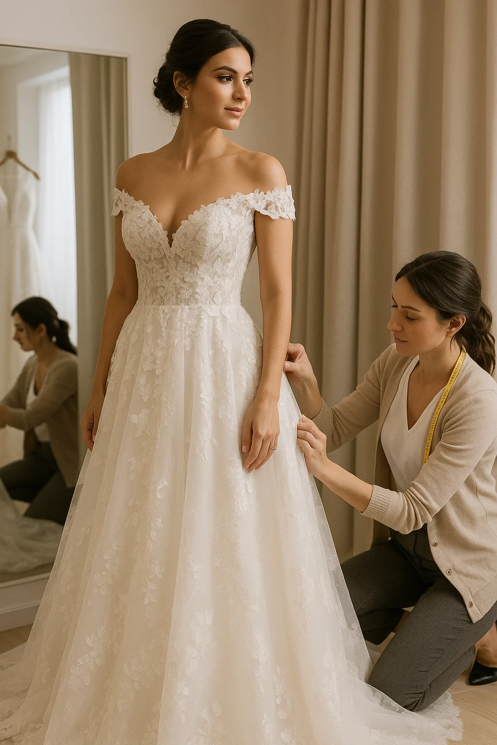 Artistic and unique custom-made wedding gown
