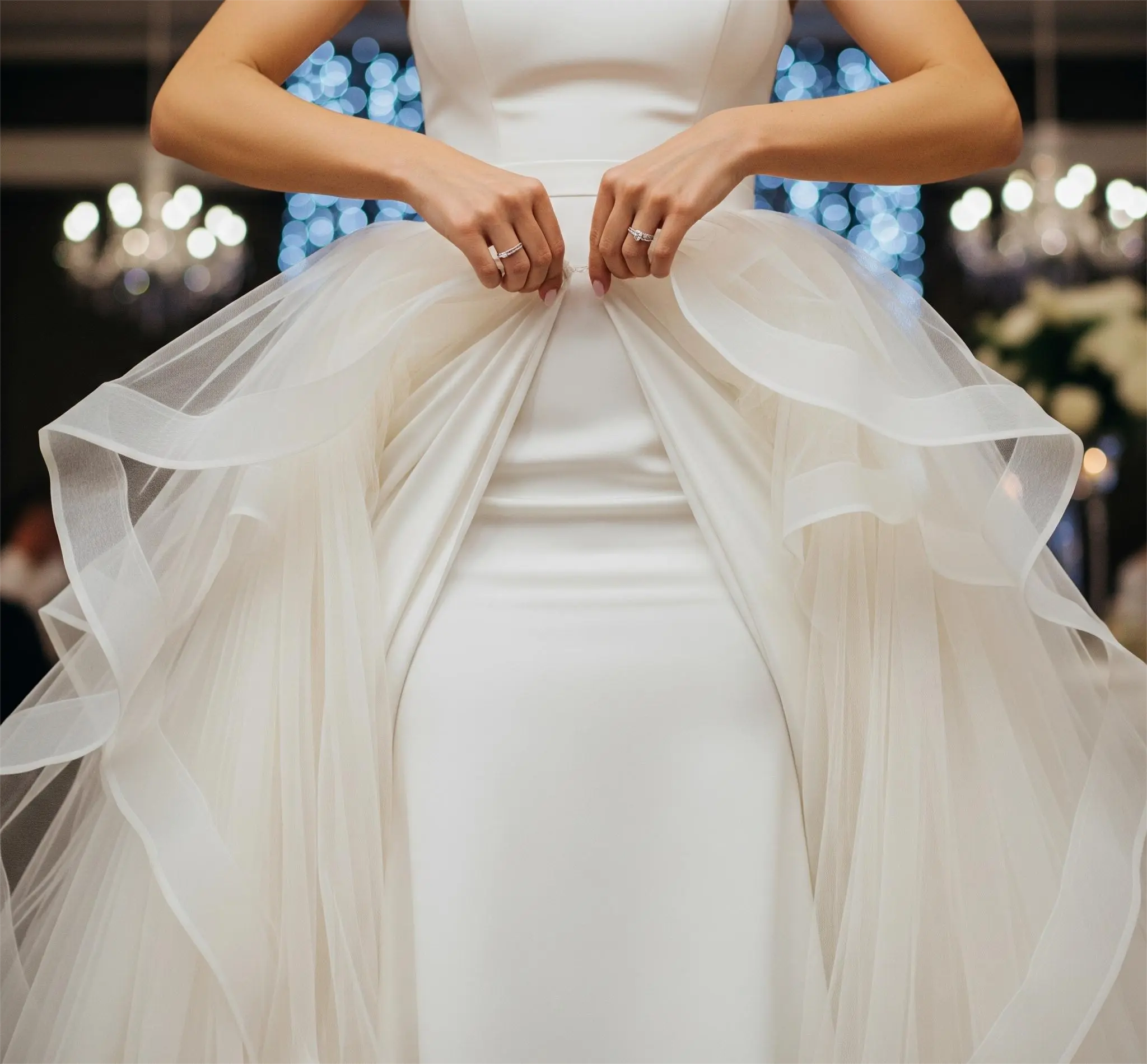 A transformative two-in-one gown, a key bridal trend for 2025