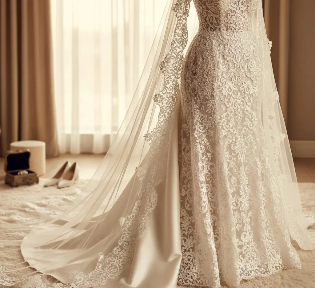 Elegant wedding gown fitting in Amman